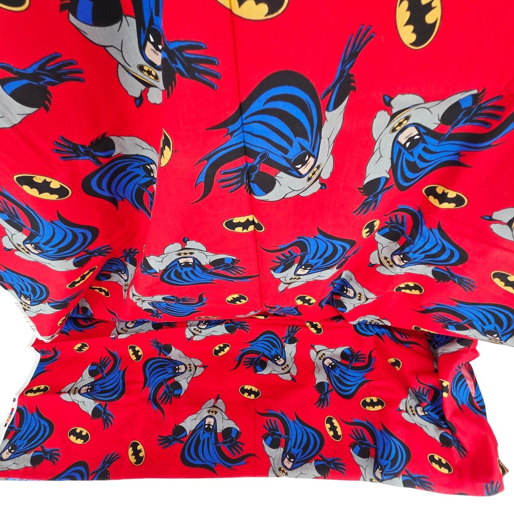 Batman Animated Series Red Cotton Quilting Fabric All Over Print AOP Vintage 90s